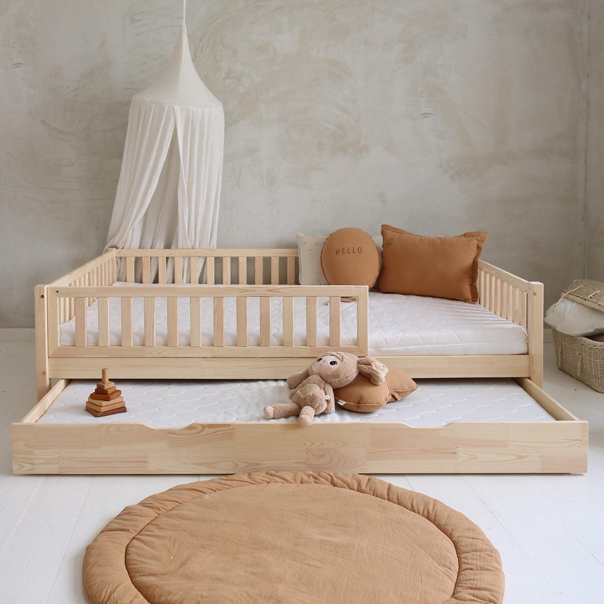 Lit 140x200 barrière sommier et tiroir inclus Agnès Bois - vue 3