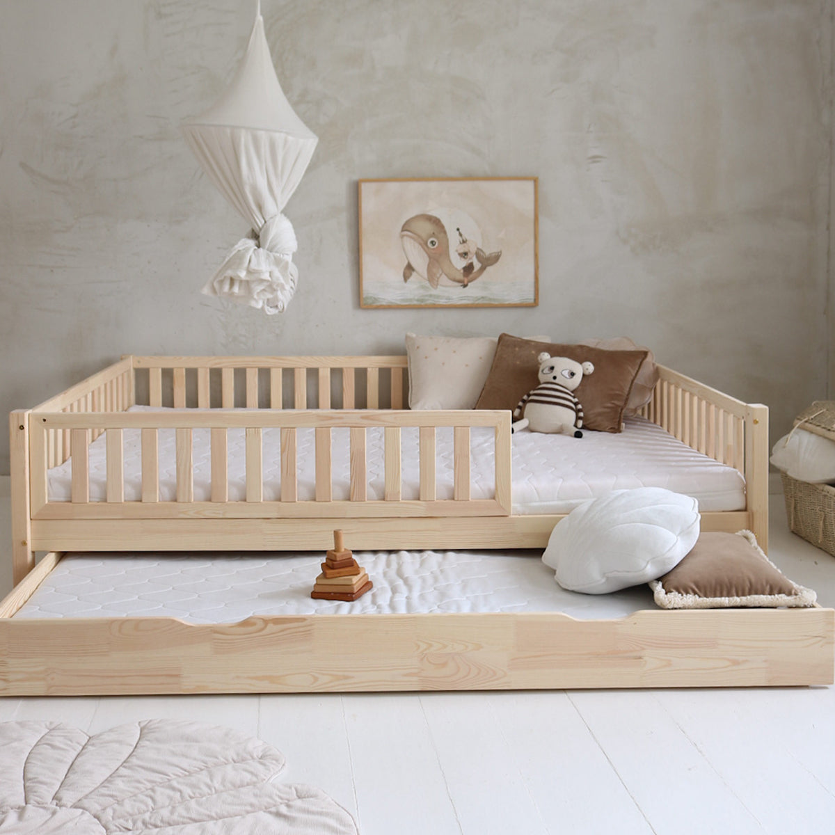 Lit 140x200 barrière sommier et tiroir inclus Agnès Bois - vue 5