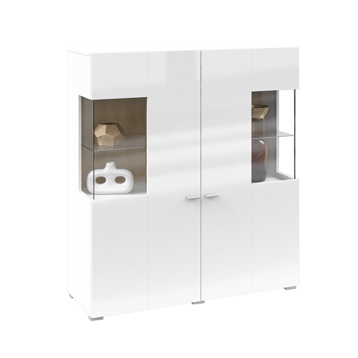 Vaisselier 2 portes Akram Blanc et Bois