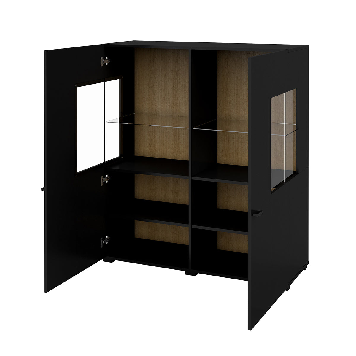 Vaisselier 2 portes Akram Noir et Bois - vue 2
