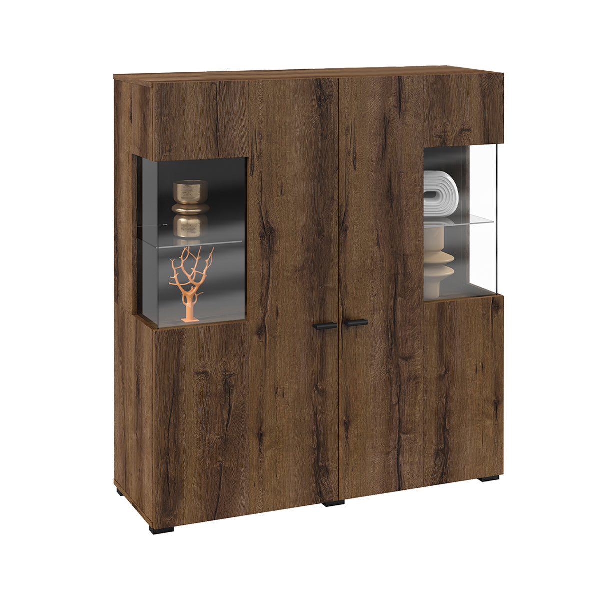 Vaisselier 2 portes Akram Bois Wengé et Noir
