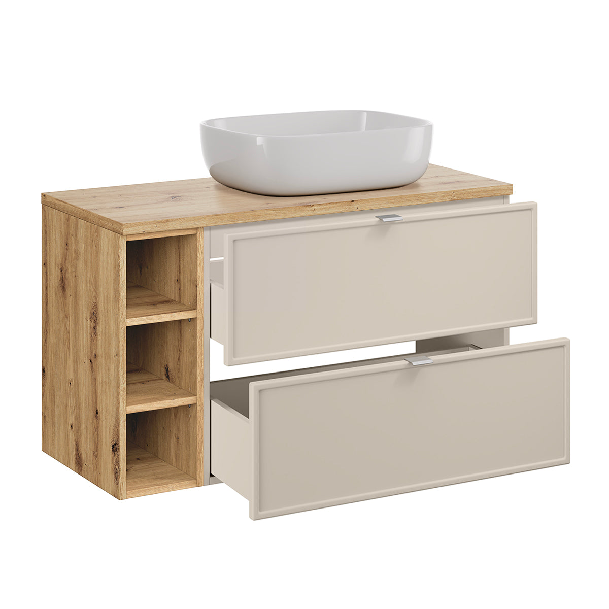 Meuble simple vasque 100cm 3 niches Alba Cachemire - vue 2