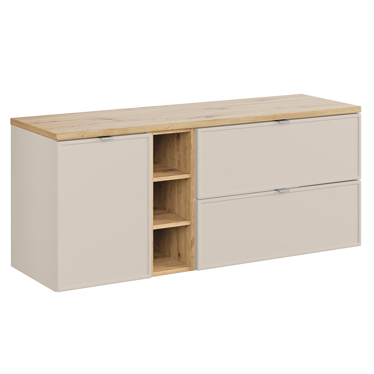 Meuble sous-vasque 140cm 3 niches panier à linge Alba Cachemire - vue 2