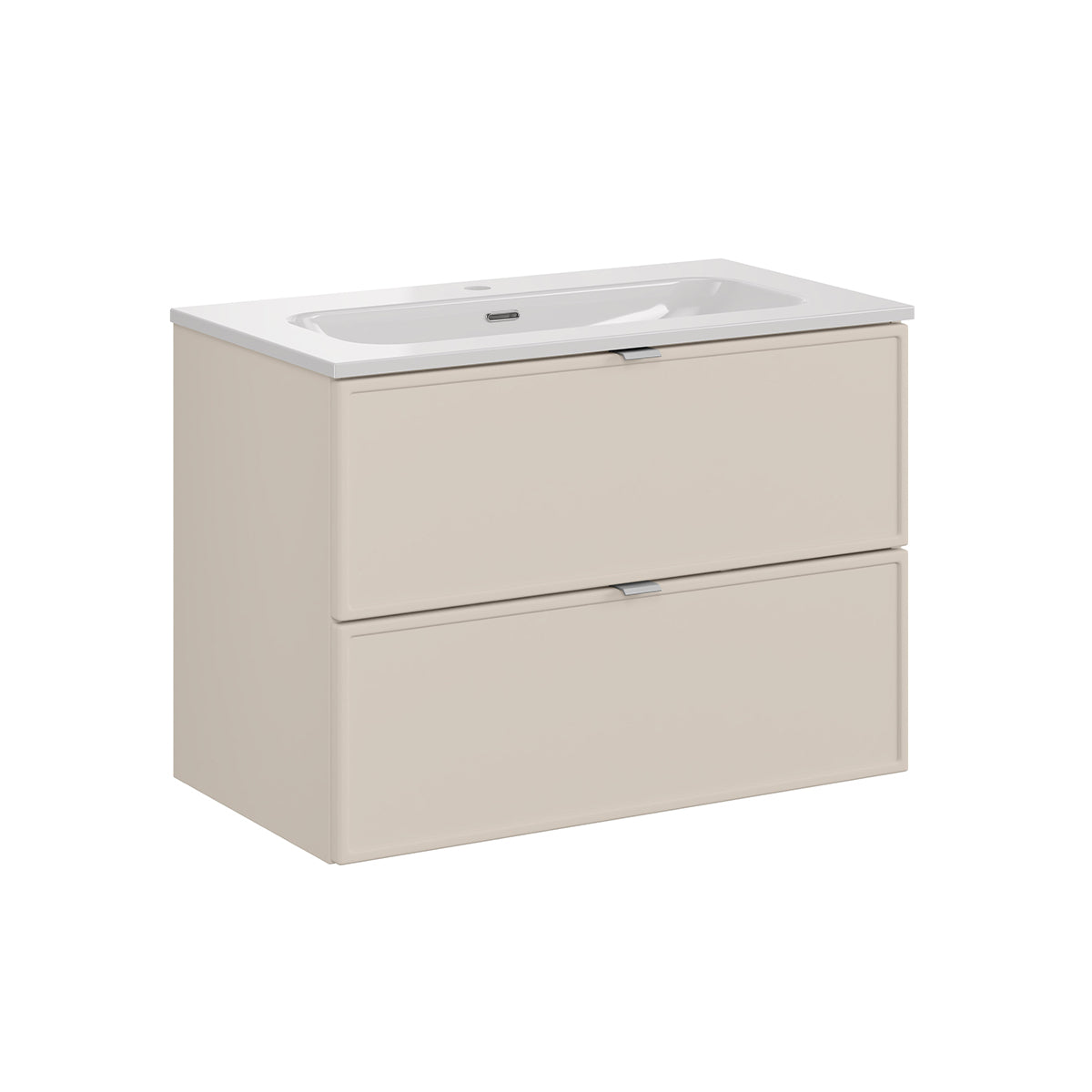 Ensemble meuble simple vasque encastrée 80cm et colonne Alba Cachemire - vue 2