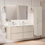 Ensemble meuble double vasque encastrée 120cm et colonne Alba Cachemire