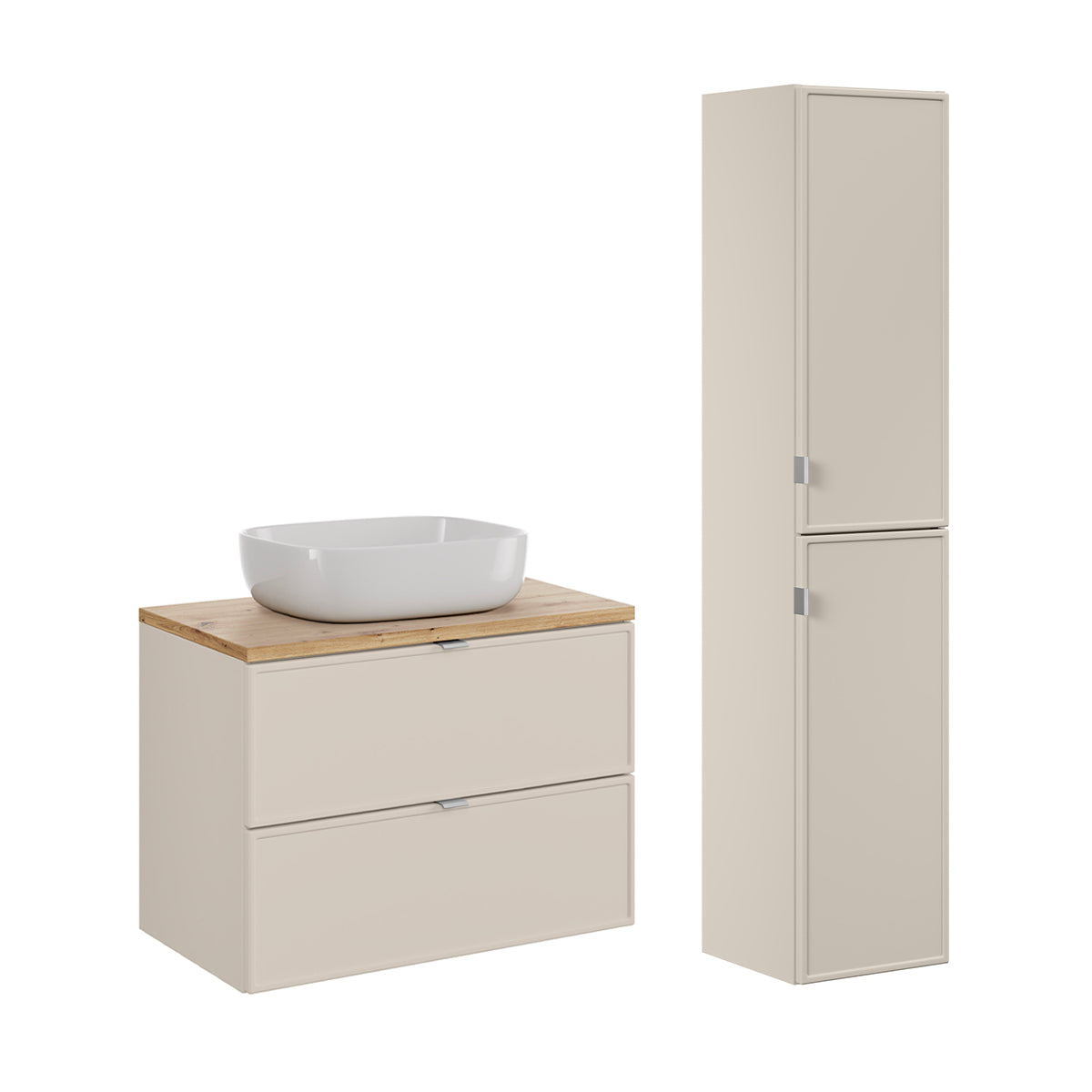 Ensemble meuble simple vasque 80cm et colonne Alba Cachemire