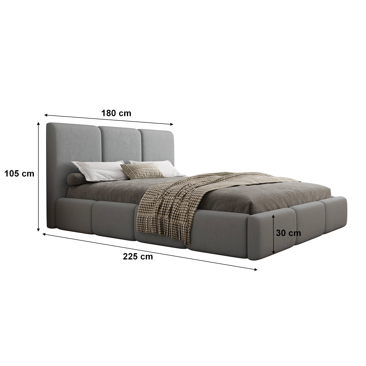Lit coffre 160x200 sommier inclus Alto Gris - vue 5
