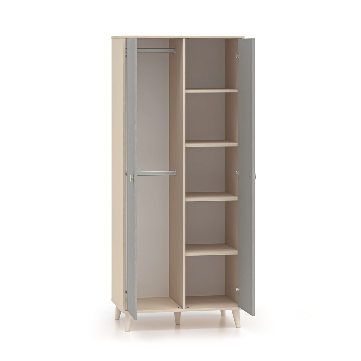 Armoire 2 portes Alycia Beige et Gris - vue 2