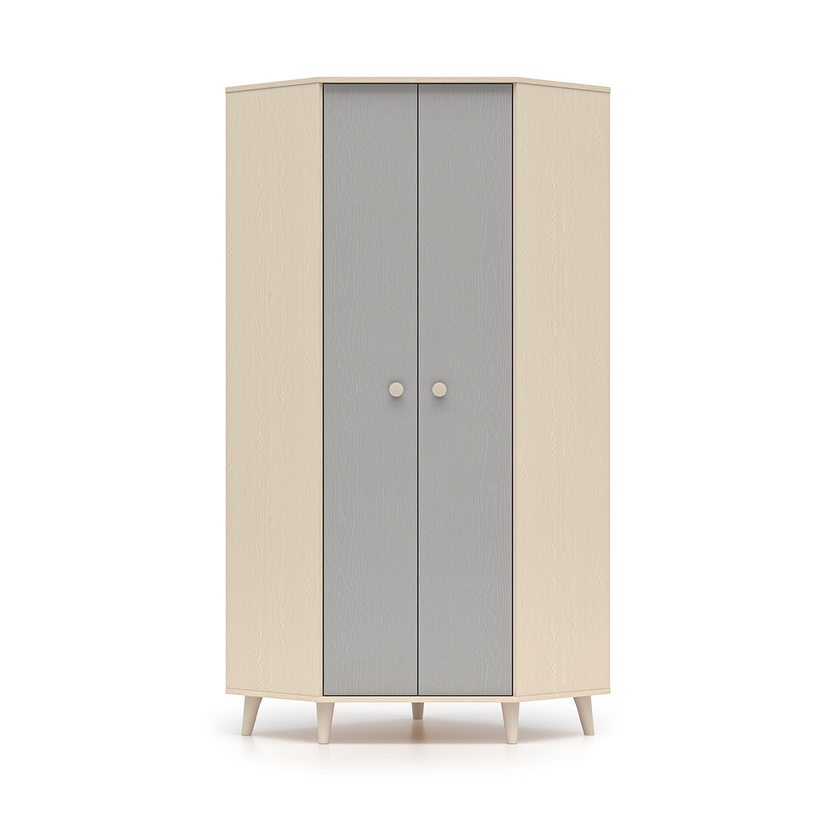 Armoire d'angle 2 portes Alycia Beige et Gris