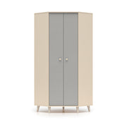 Armoire d'angle 2 portes Alycia Beige et Gris
