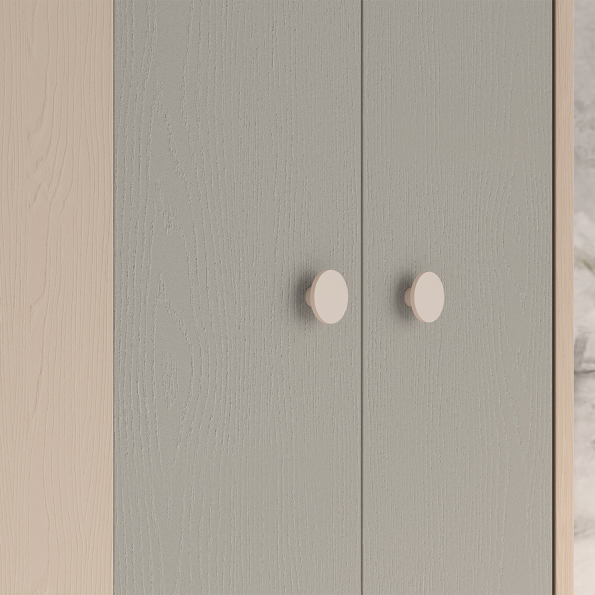 Armoire d'angle 2 portes Alycia Beige et Gris - vue 4