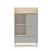 Bibliothèque 1 porte 1 tiroir Alycia Beige et Gris