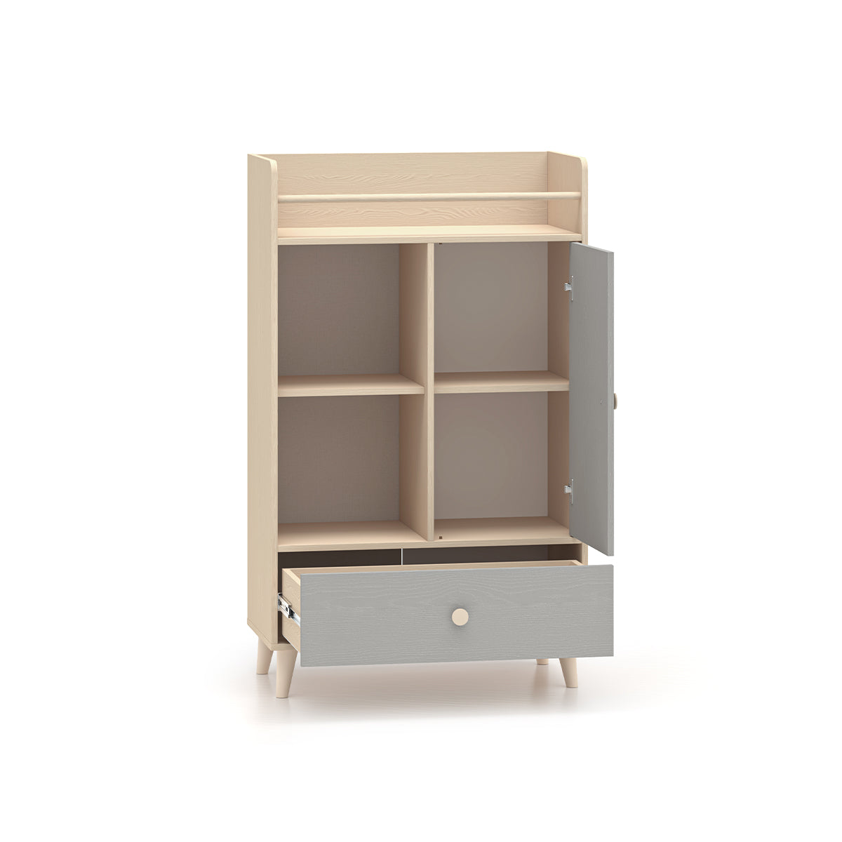 Bibliothèque 1 porte 1 tiroir Alycia Beige et Gris - vue 2