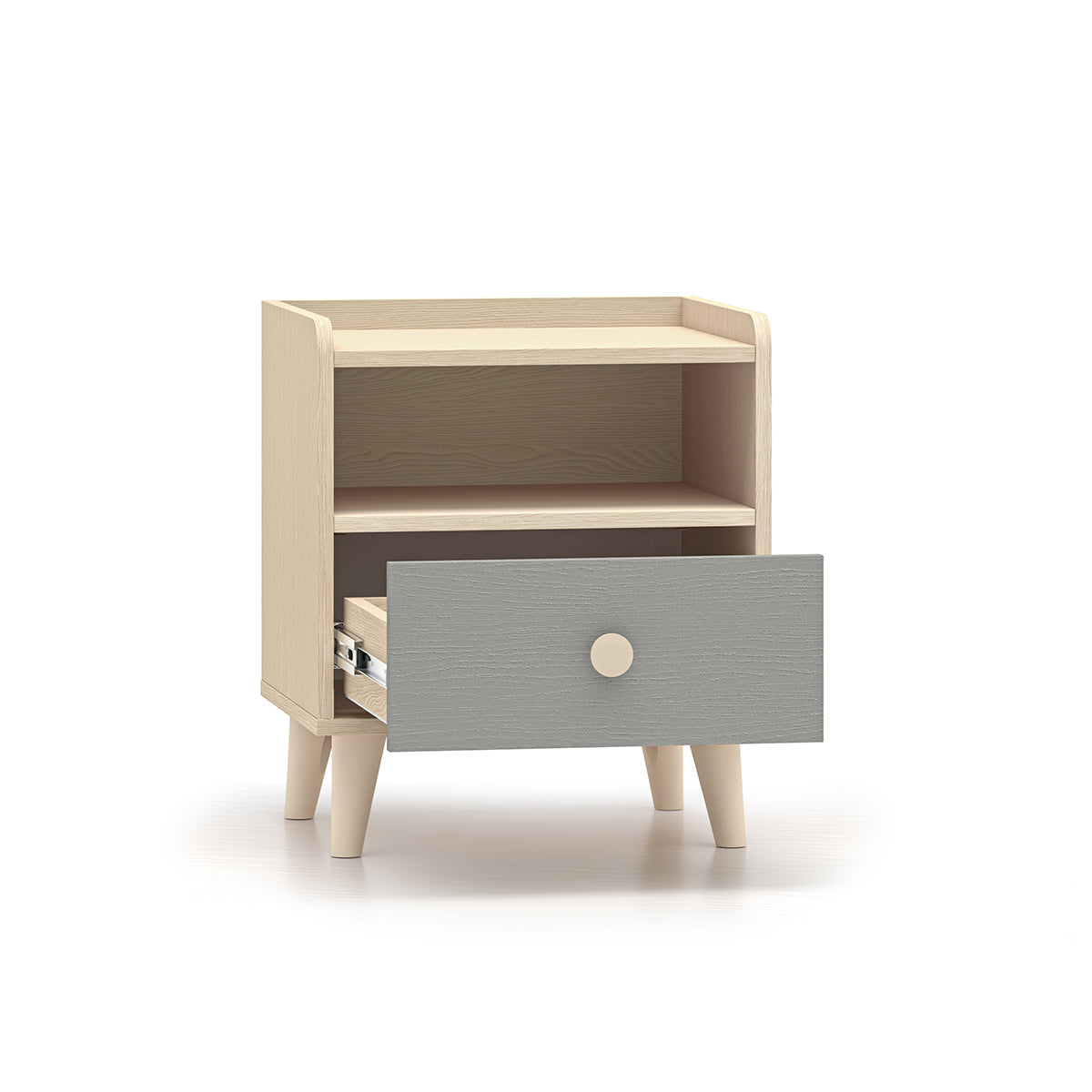 Chevet 1 tiroir Alycia Beige et Gris - vue 2