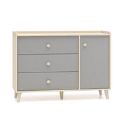 Commode 1 porte 3 tiroirs Alycia Beige et Gris