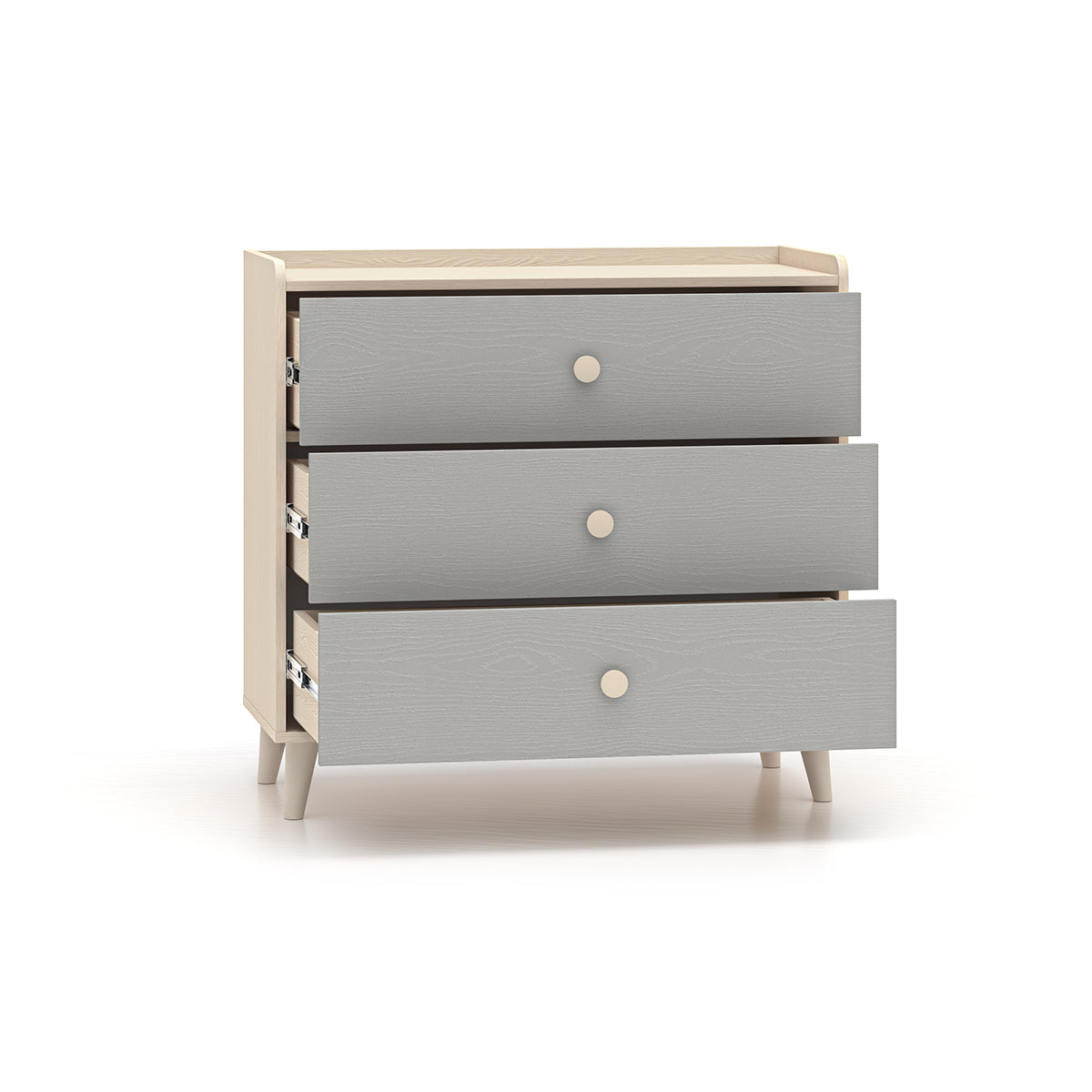 Commode 3 tiroirs Alycia Beige et Gris - vue 2