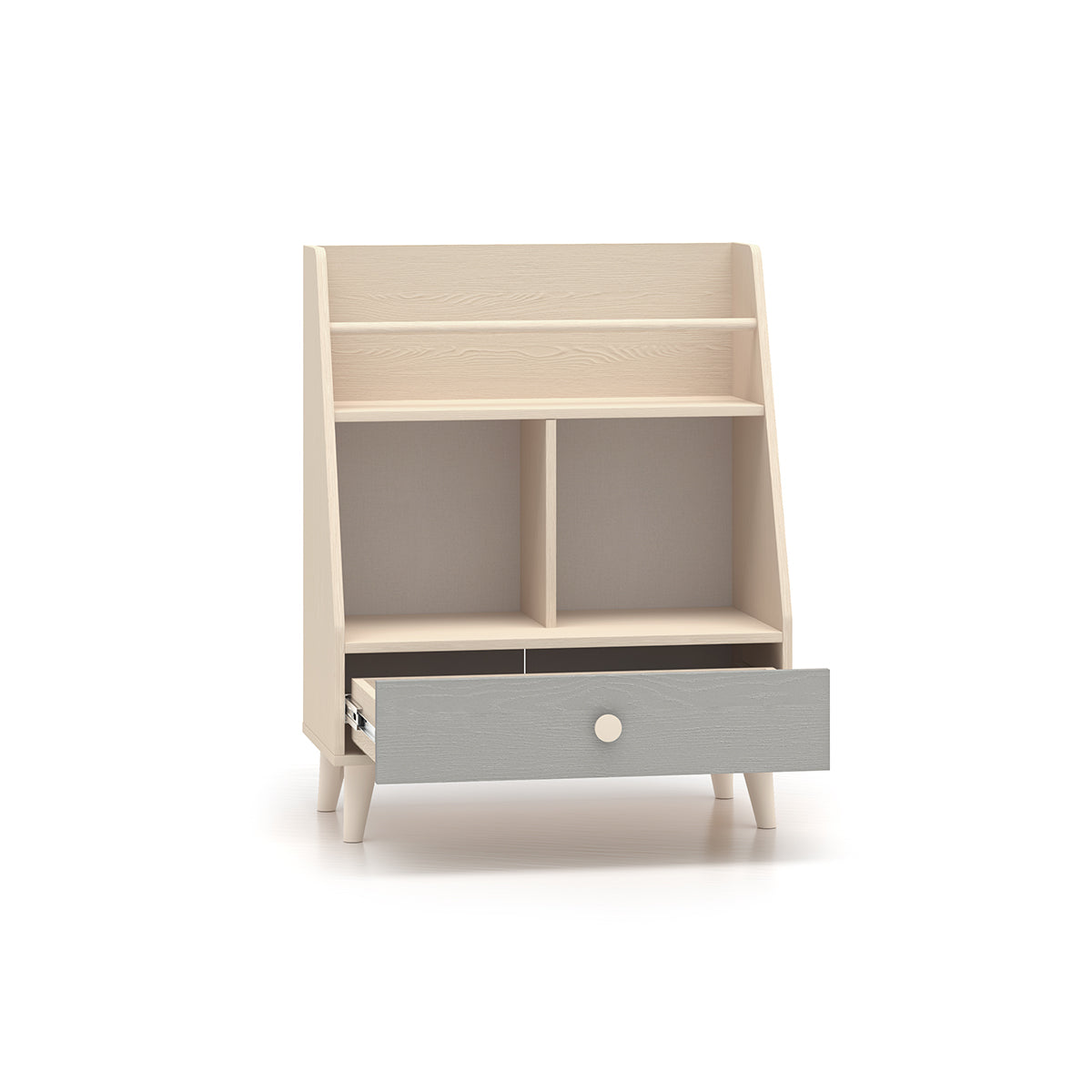 Petite bibliothèque 1 tiroir Alycia Beige et Gris - vue 2
