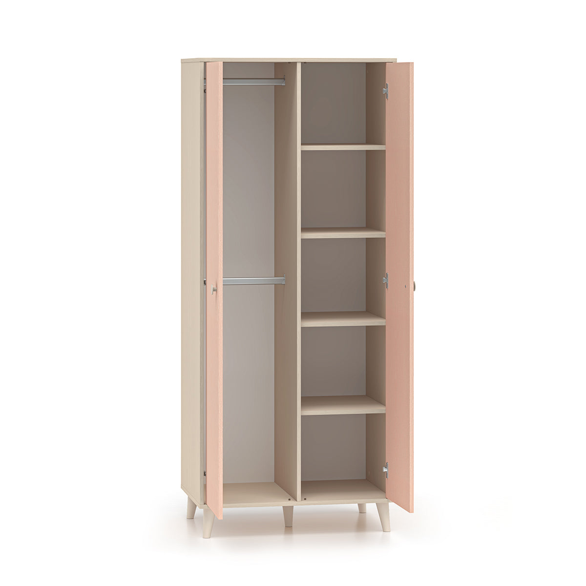 Armoire 2 portes Alycia Beige et Rose - vue 2