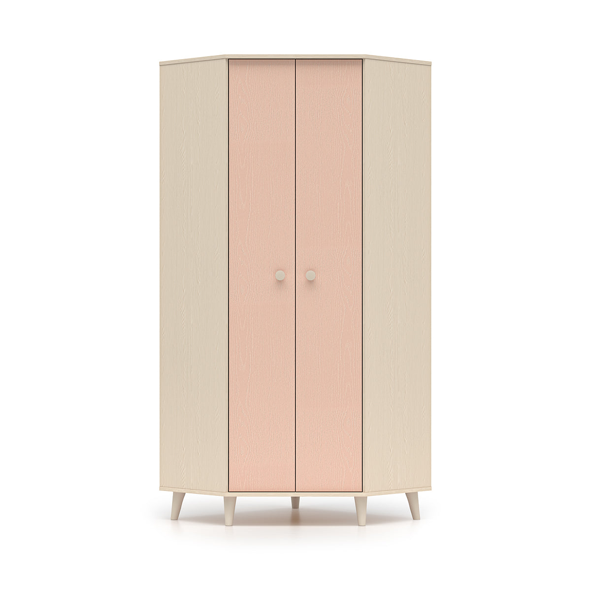 Armoire d'angle 2 portes Alycia Beige et Rose