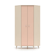 Armoire d'angle 2 portes Alycia Beige et Rose