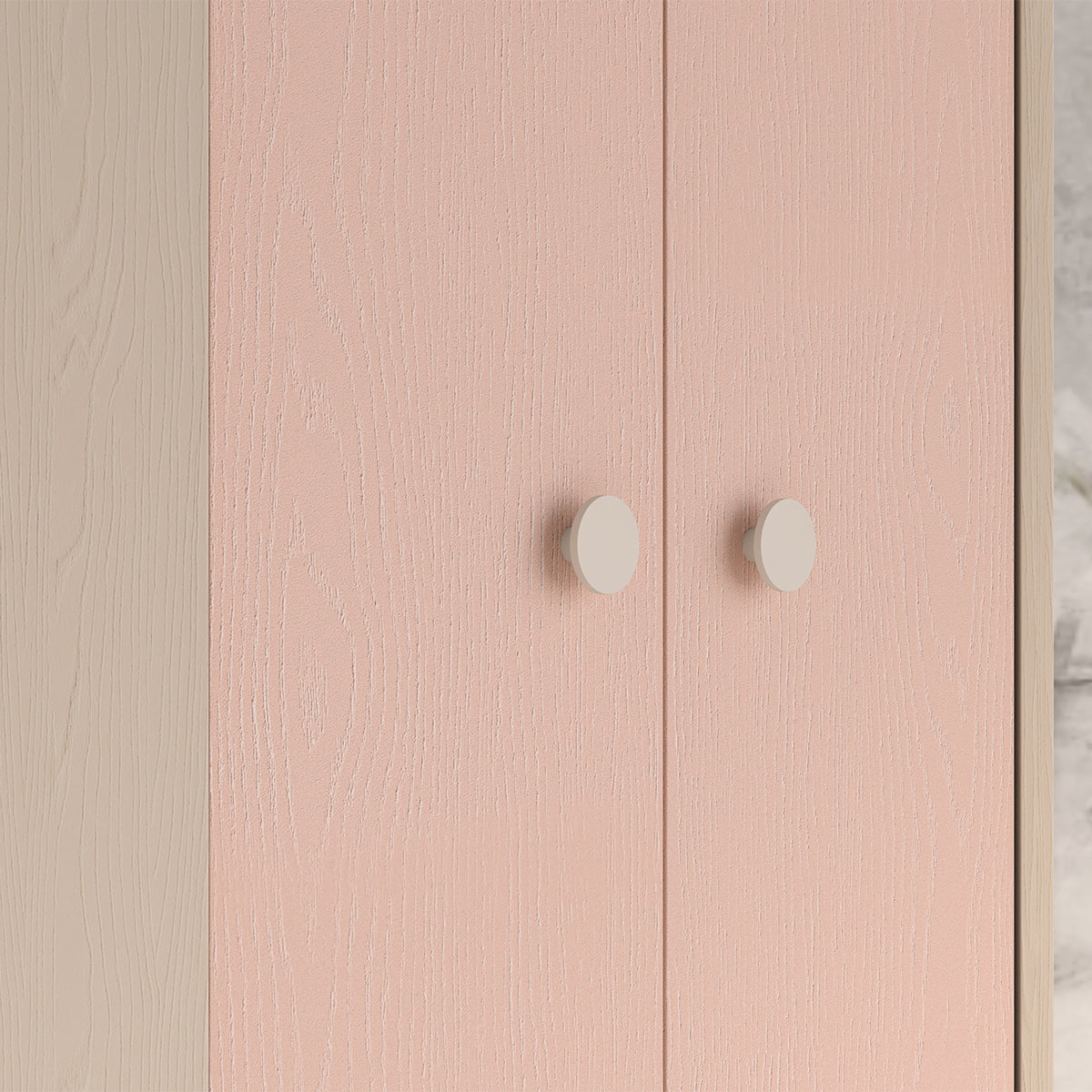Armoire d'angle 2 portes Alycia Beige et Rose - vue 4