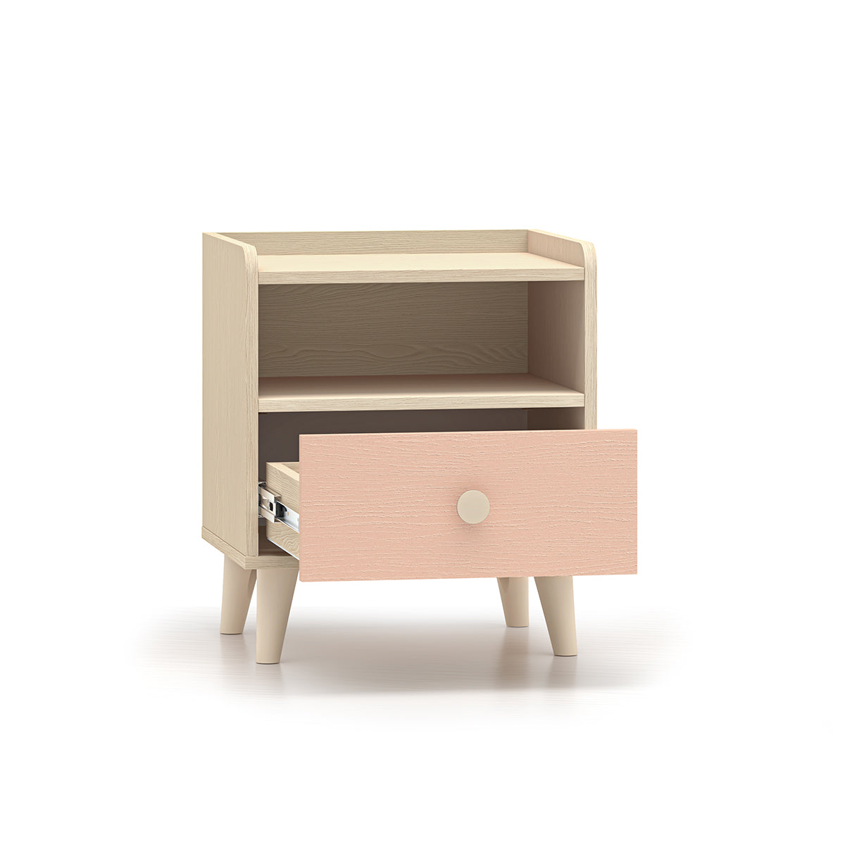 Chevet 1 tiroir Alycia Beige et Rose - vue 2