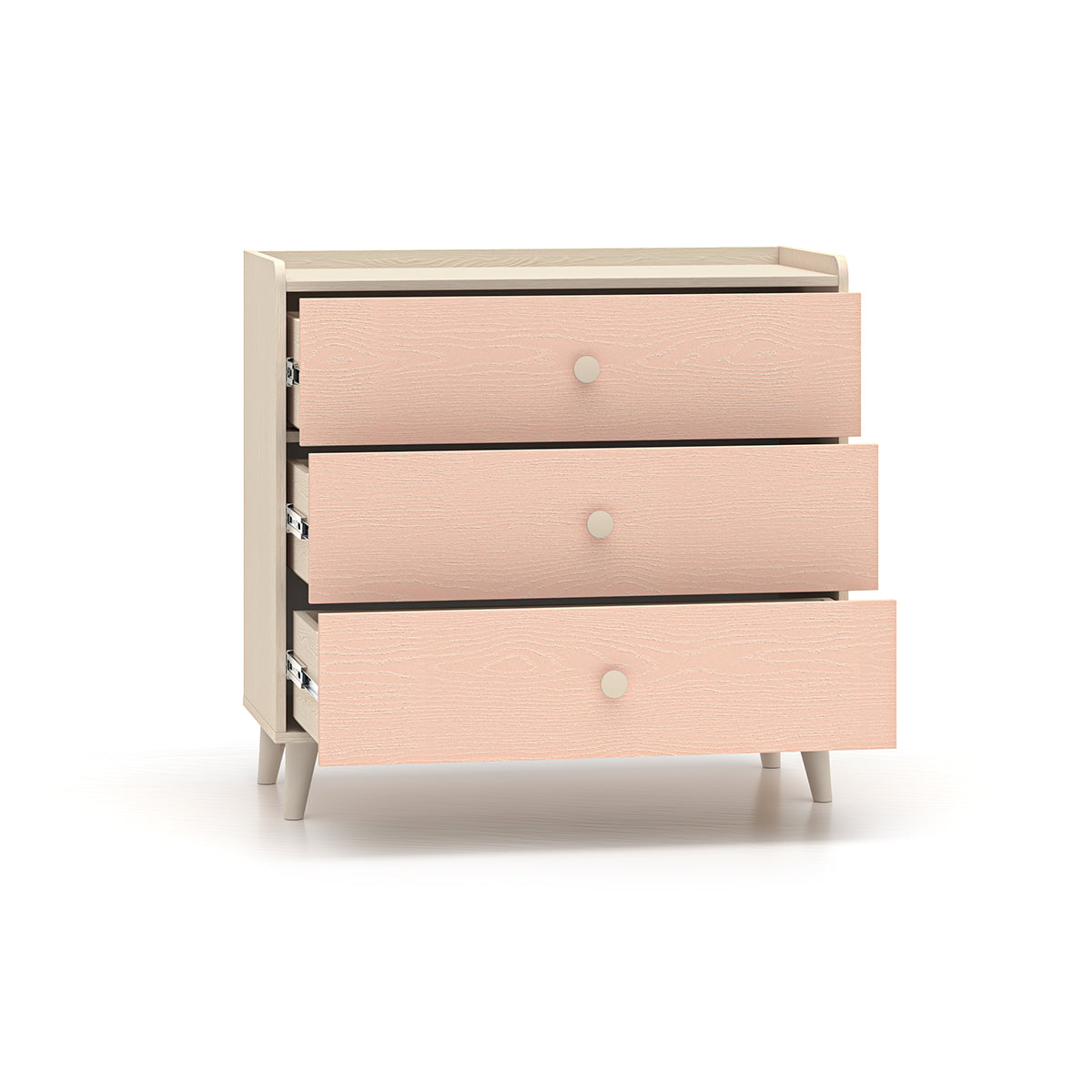 Commode 3 tiroirs Alycia Beige et Rose - vue 2