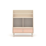 Petite bibliothèque 1 tiroir Alycia Beige et Rose