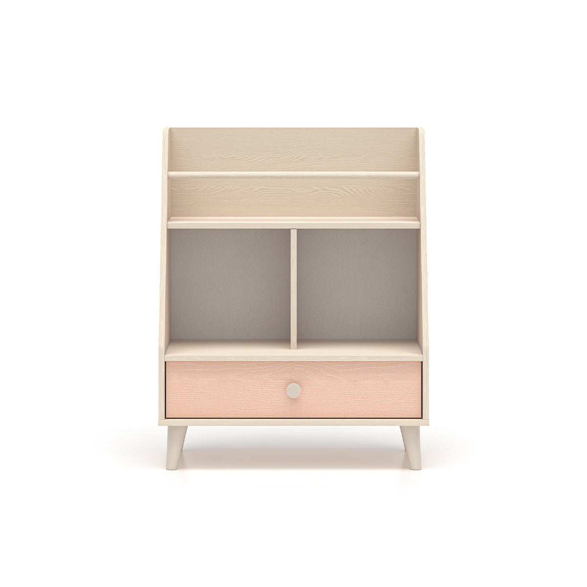 Petite bibliothèque 1 tiroir Alycia Beige et Rose