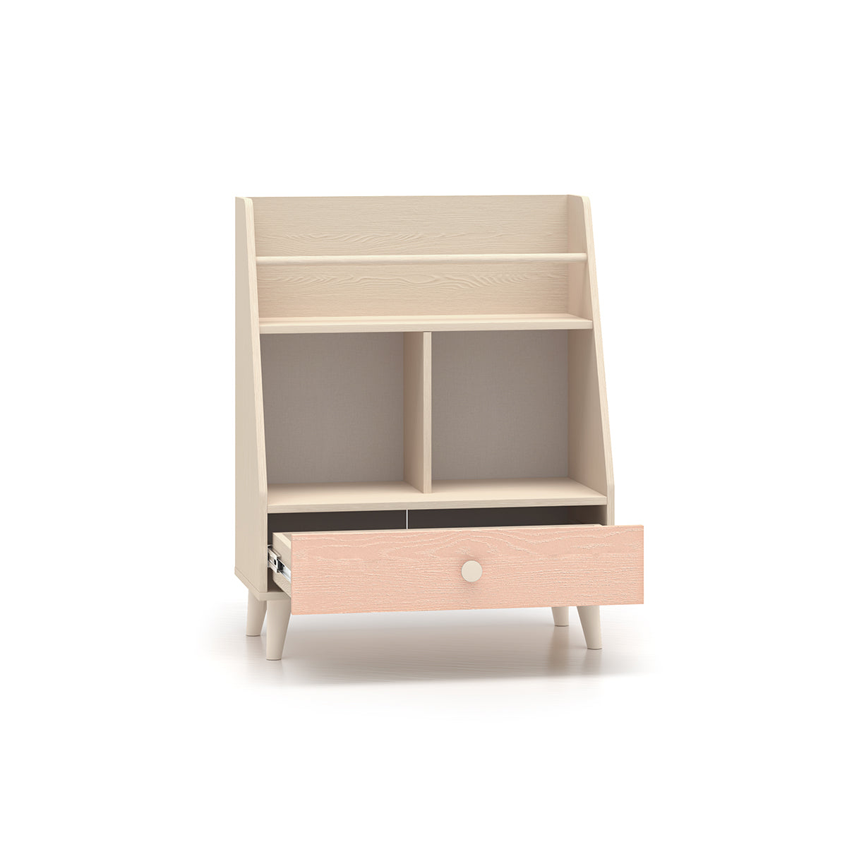 Petite bibliothèque 1 tiroir Alycia Beige et Rose - vue 2