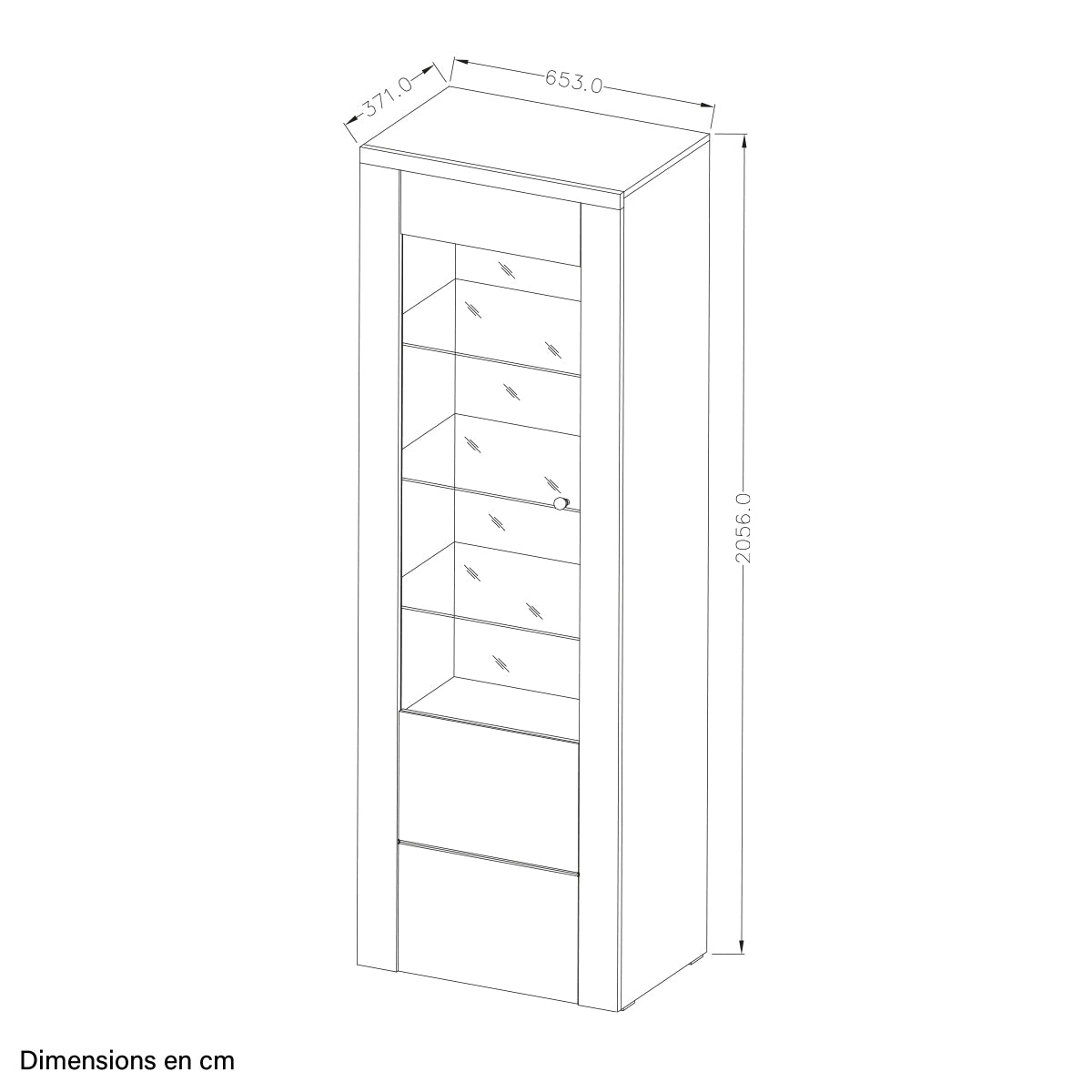 Vitrine 1 porte avec LED Amaury Bois - vue 4