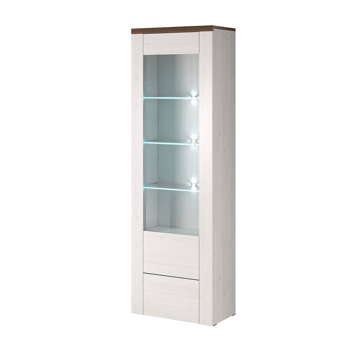 Vitrine 1 porte avec LED Amaury Bois Blanc
