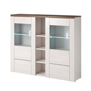 Vaisselier 2 portes avec LED Amaury Bois Blanc