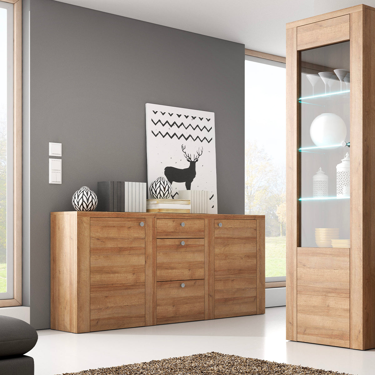 Buffet 2 portes 3 tiroirs Amaury Bois - vue 2