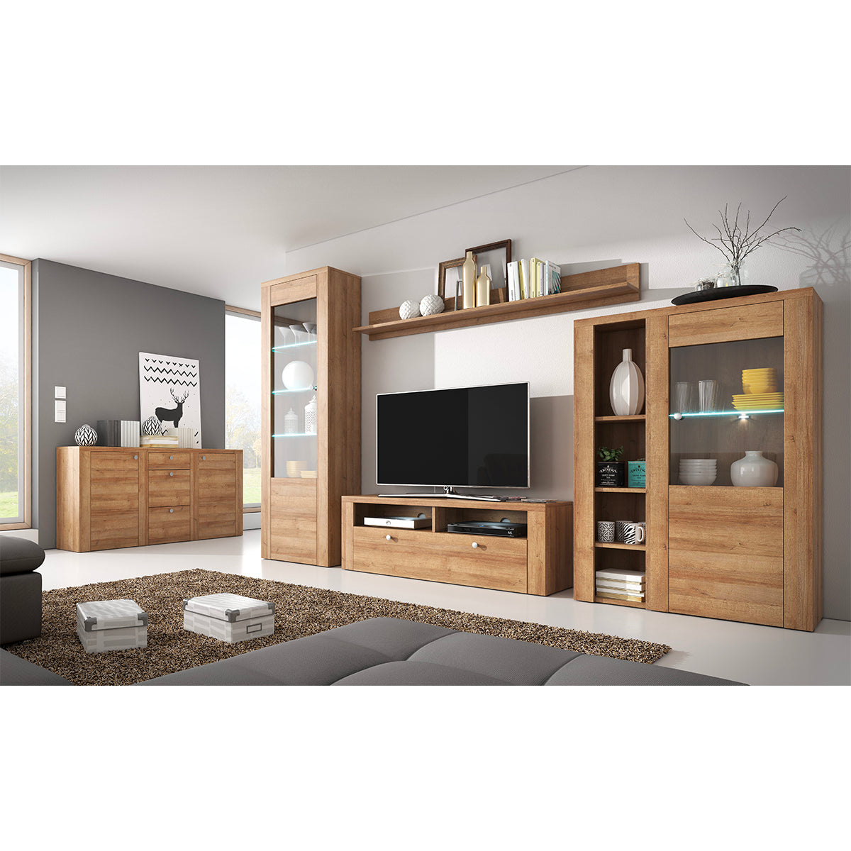 Buffet 2 portes 3 tiroirs Amaury Bois - vue 3