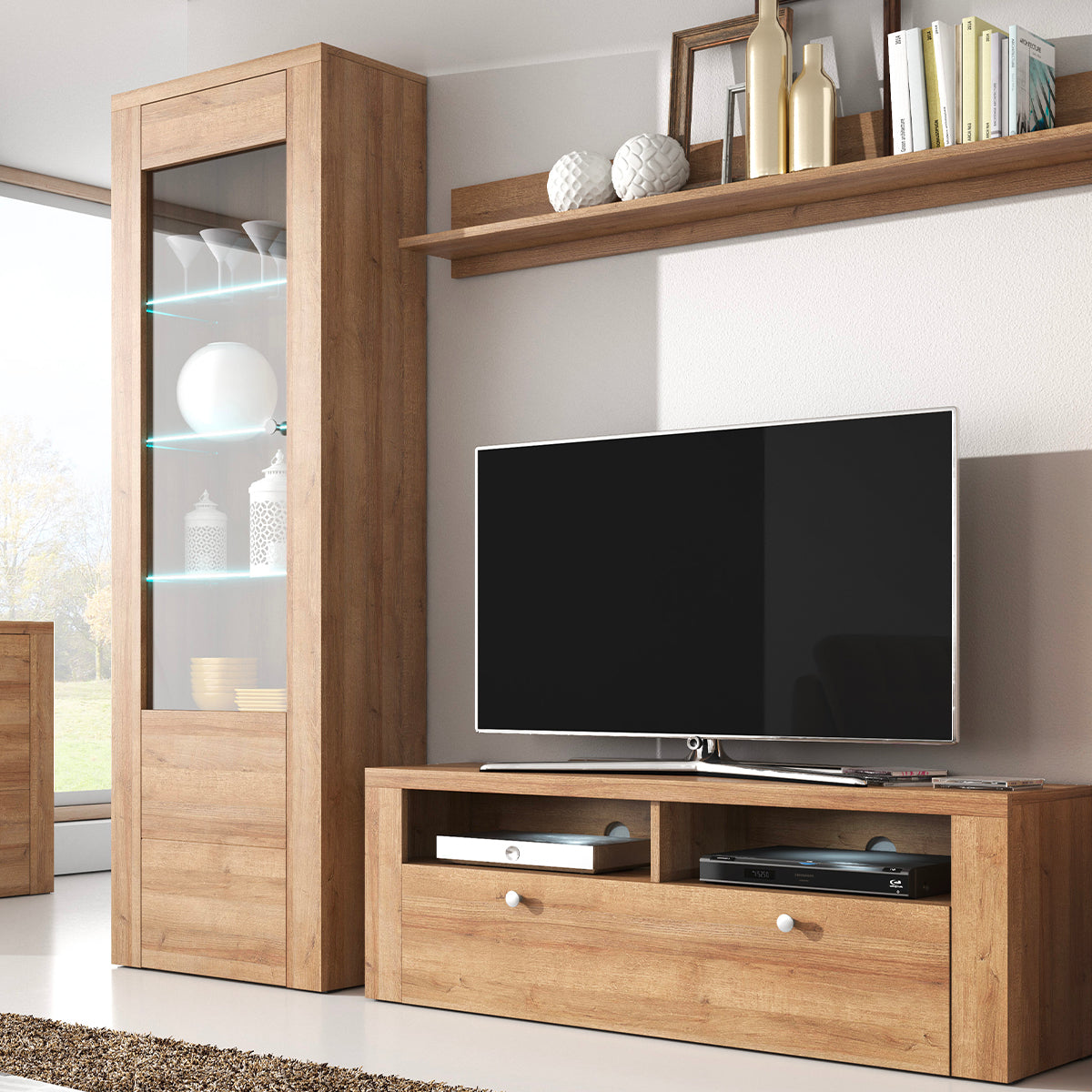 Meuble TV 1 porte 140 cm Amaury Bois - vue 2