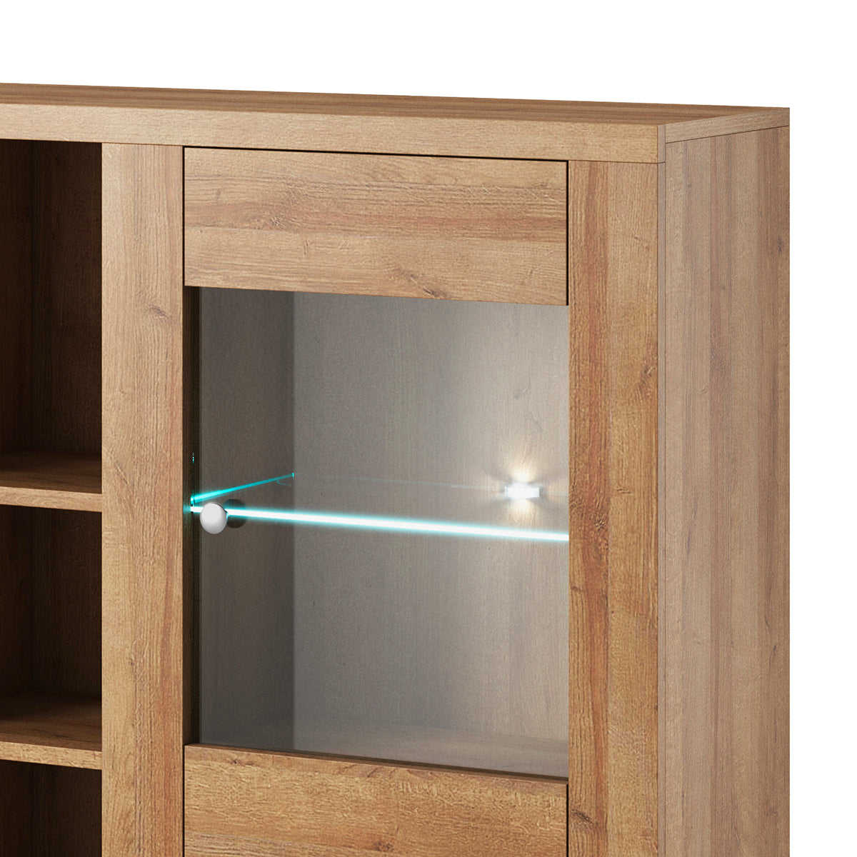 Vaisselier 2 portes avec LED Amaury Bois - vue 2