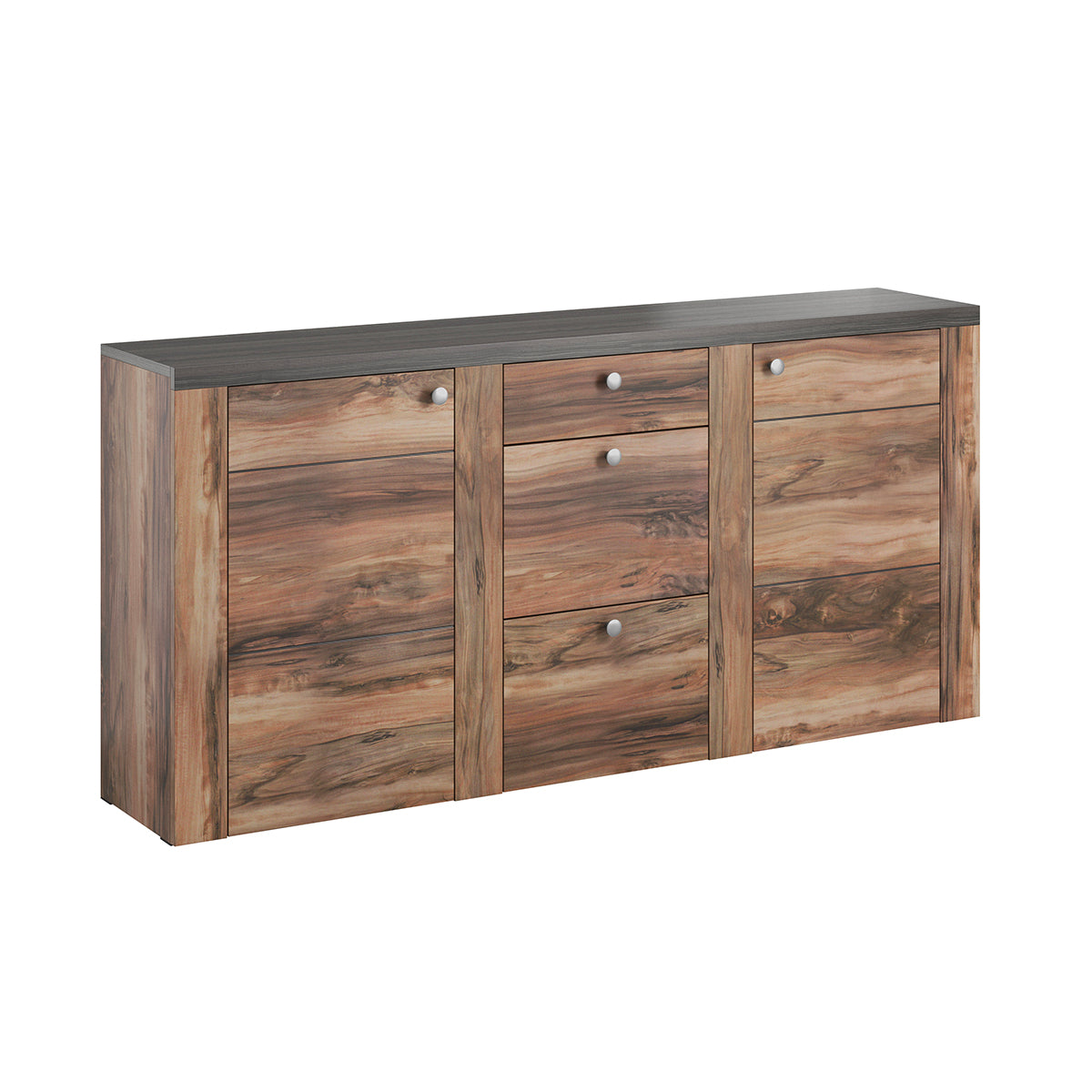 Buffet 2 portes 3 tiroirs Amaury Bois foncé