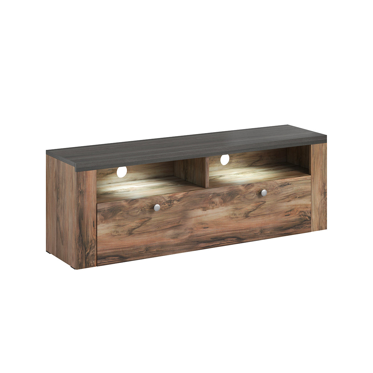Meuble TV 1 porte 140 cm Amaury Bois foncé
