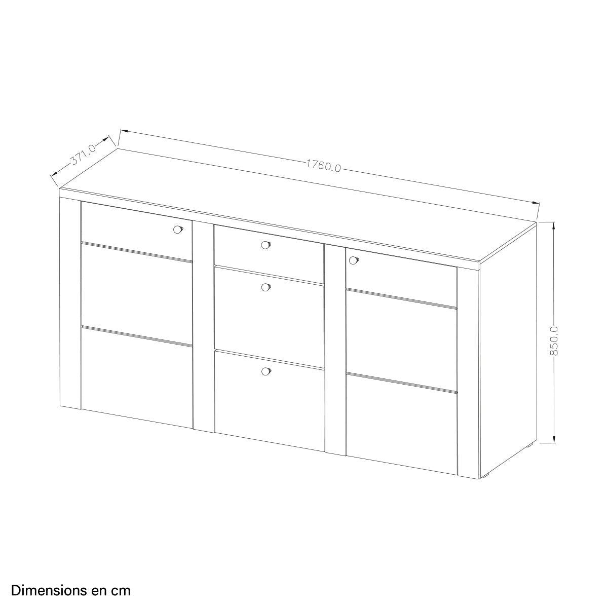 Buffet 2 portes 3 tiroirs Amaury Bois Blanc - vue 4
