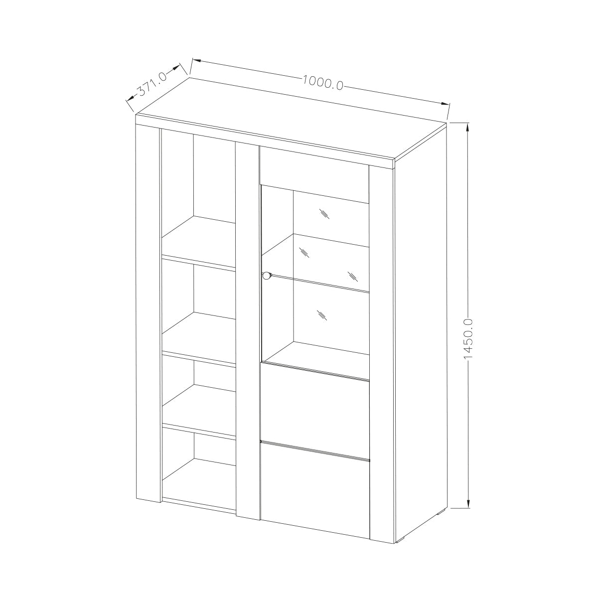 Vaisselier 1 porte avec LED Amaury Bois - vue 4