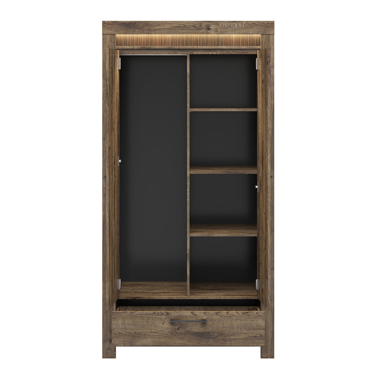 Armoire 2 portes 1 tiroir LED inclus Amaury Bois - vue 2