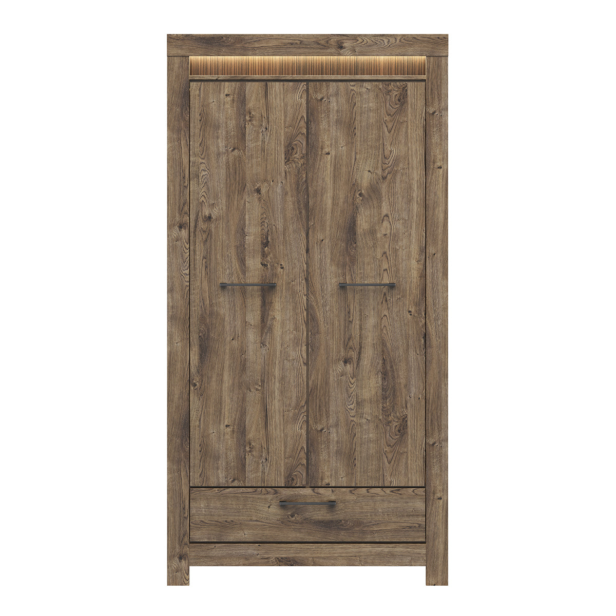 Armoire 2 portes 1 tiroir LED inclus Amaury Bois - vue 3
