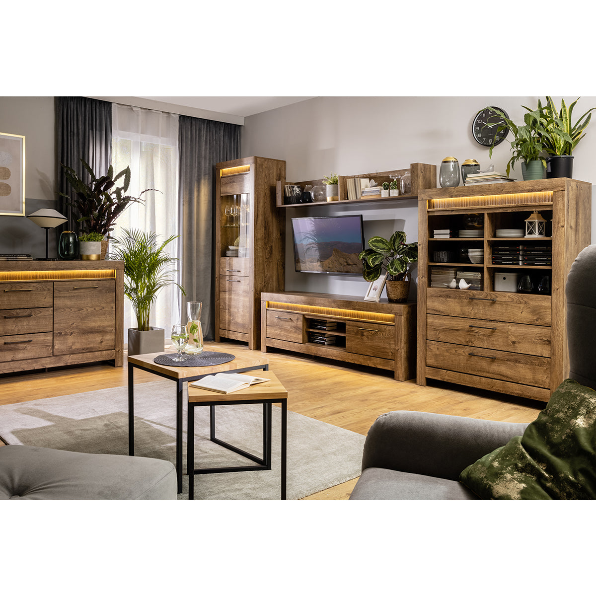 Vitrine 2 portes LED inclus Amaury Bois - vue 6