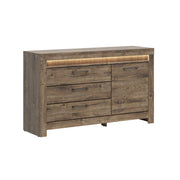 Buffet 1 porte 3 tiroirs LED inclus Amaury Bois