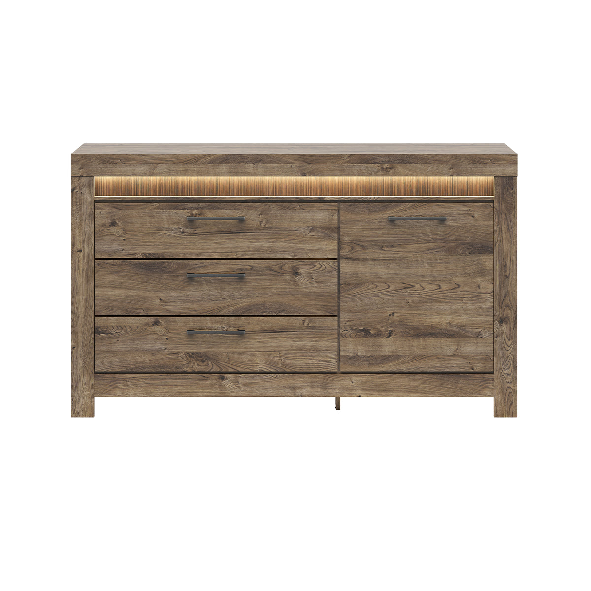 Buffet 1 porte 3 tiroirs LED inclus Amaury Bois - vue 3