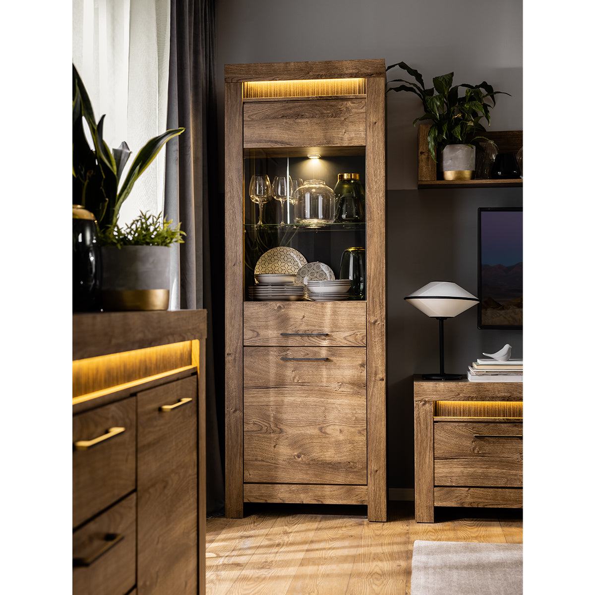 Vitrine 2 portes LED inclus Amaury Bois - vue 5