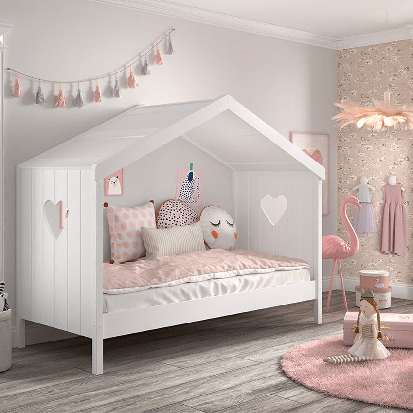 Lit cabane ouvert 90x200 sommier inclus Vipack Amori Blanc - vue 2