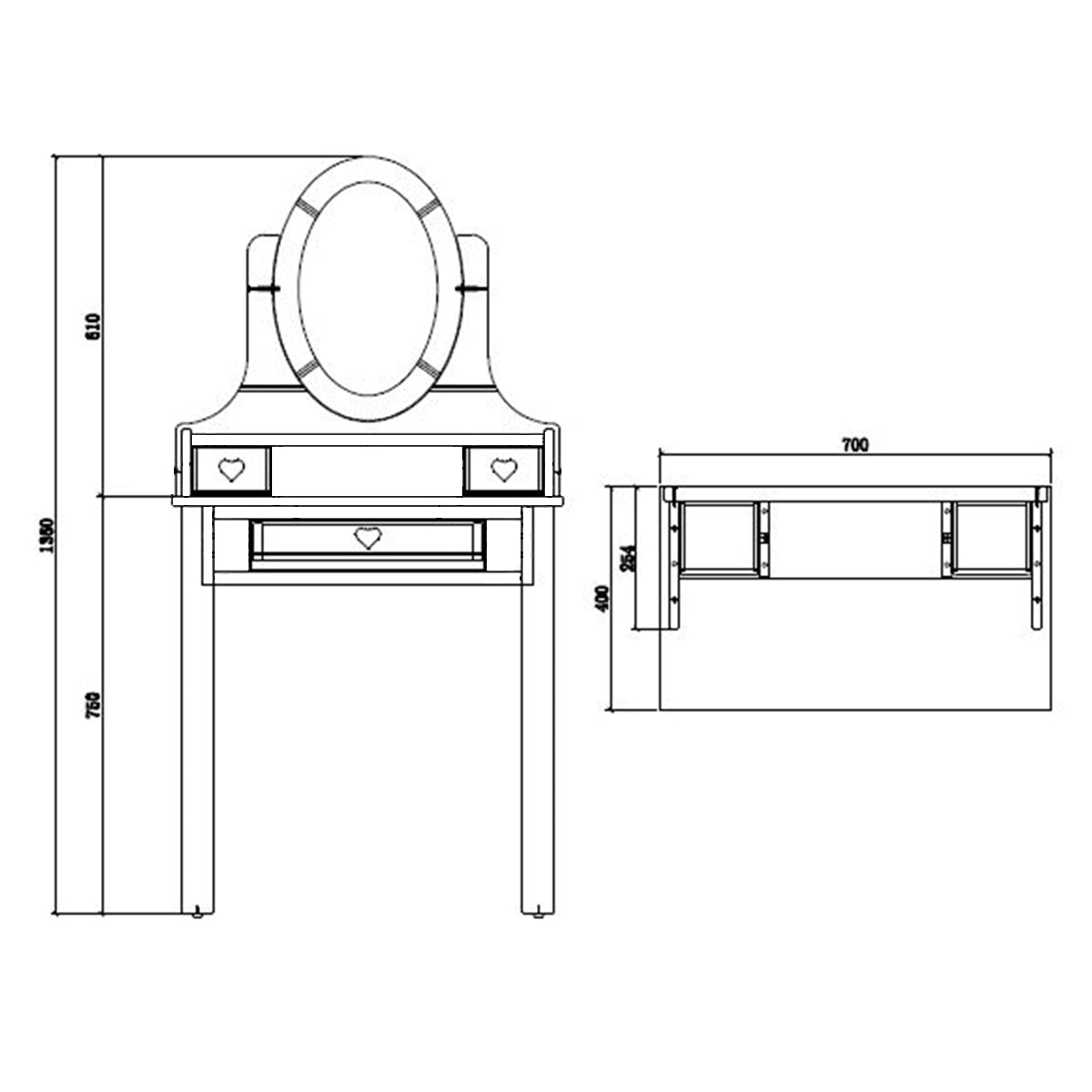 Coiffeuse Vipack Amori - Blanc - vue 3
