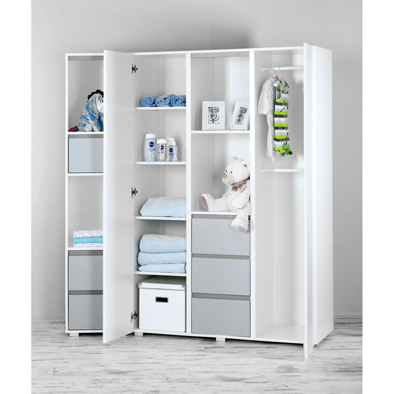 Commode à langer et armoire 3 portes LittleSky by Klups Dalia - Blanc - vue 5